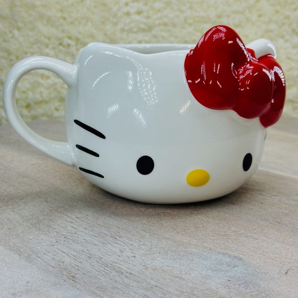 Silver Buffalo Other - Hello Kitty 3D Sculpted Ceramic Mug Silver Buffalo Sanrio White Red SMGKTY2323